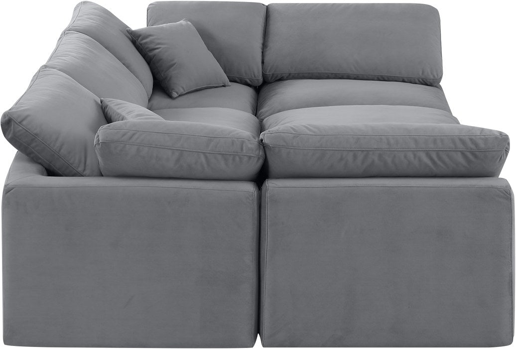 Meridian Furniture - Indulge 105" Grey Velvet Upholstered 6pc. Sectional - 147Grey-Sec6C - GreatFurnitureDeal