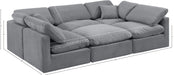 Meridian Furniture - Indulge 105" Grey Velvet Upholstered 6pc. Sectional - 147Grey-Sec6C - GreatFurnitureDeal