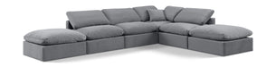 Meridian Furniture - Indulge 140" Grey Velvet Upholstered 6pc. Sectional - 147Grey-Sec6E - GreatFurnitureDeal