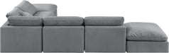 Meridian Furniture - Indulge 140" Grey Velvet Upholstered 6pc. Sectional - 147Grey-Sec6E - GreatFurnitureDeal