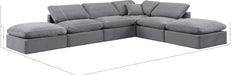 Meridian Furniture - Indulge 140" Grey Velvet Upholstered 6pc. Sectional - 147Grey-Sec6E - GreatFurnitureDeal