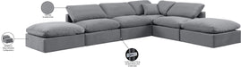 Meridian Furniture - Indulge 140" Grey Velvet Upholstered 6pc. Sectional - 147Grey-Sec6E - GreatFurnitureDeal
