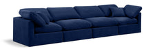 Meridian Furniture - Indulge 140" Navy Velvet Upholstered 4pc. Sofa - 147Navy-S140 - GreatFurnitureDeal