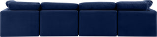 Meridian Furniture - Indulge 140" Navy Velvet Upholstered 4pc. Sofa - 147Navy-S140 - GreatFurnitureDeal