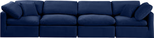 Meridian Furniture - Indulge 140" Navy Velvet Upholstered 4pc. Sofa - 147Navy-S140 - GreatFurnitureDeal