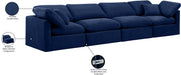 Meridian Furniture - Indulge 140" Navy Velvet Upholstered 4pc. Sofa - 147Navy-S140 - GreatFurnitureDeal
