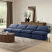 Meridian Furniture - Indulge 140" Navy Velvet Upholstered 4pc. Armless Sofa - 147Navy-S4 - GreatFurnitureDeal