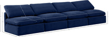 Meridian Furniture - Indulge 140" Navy Velvet Upholstered 4pc. Armless Sofa - 147Navy-S4 - GreatFurnitureDeal