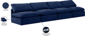 Meridian Furniture - Indulge 140" Navy Velvet Upholstered 4pc. Armless Sofa - 147Navy-S4 - GreatFurnitureDeal