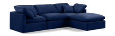 Meridian Furniture - Indulge 105" Navy Velvet Upholstered 4pc. Sectional - 147Navy-Sec4A - GreatFurnitureDeal