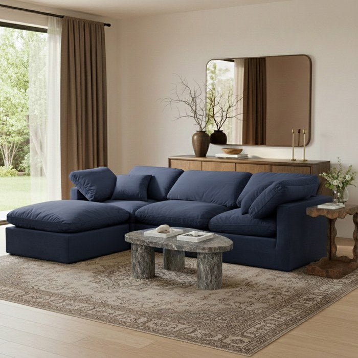 Meridian Furniture - Indulge 105" Navy Velvet Upholstered 4pc. Sectional - 147Navy-Sec4A - GreatFurnitureDeal