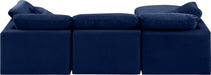 Meridian Furniture - Indulge 105" Navy Velvet Upholstered 4pc. Sectional - 147Navy-Sec4A - GreatFurnitureDeal