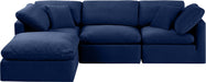 Meridian Furniture - Indulge 105" Navy Velvet Upholstered 4pc. Sectional - 147Navy-Sec4A - GreatFurnitureDeal