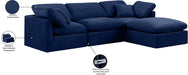 Meridian Furniture - Indulge 105" Navy Velvet Upholstered 4pc. Sectional - 147Navy-Sec4A - GreatFurnitureDeal