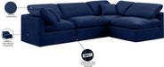 Meridian Furniture - Indulge 105" Navy Velvet Upholstered 4pc. Sectional - 147Navy-Sec4B - GreatFurnitureDeal