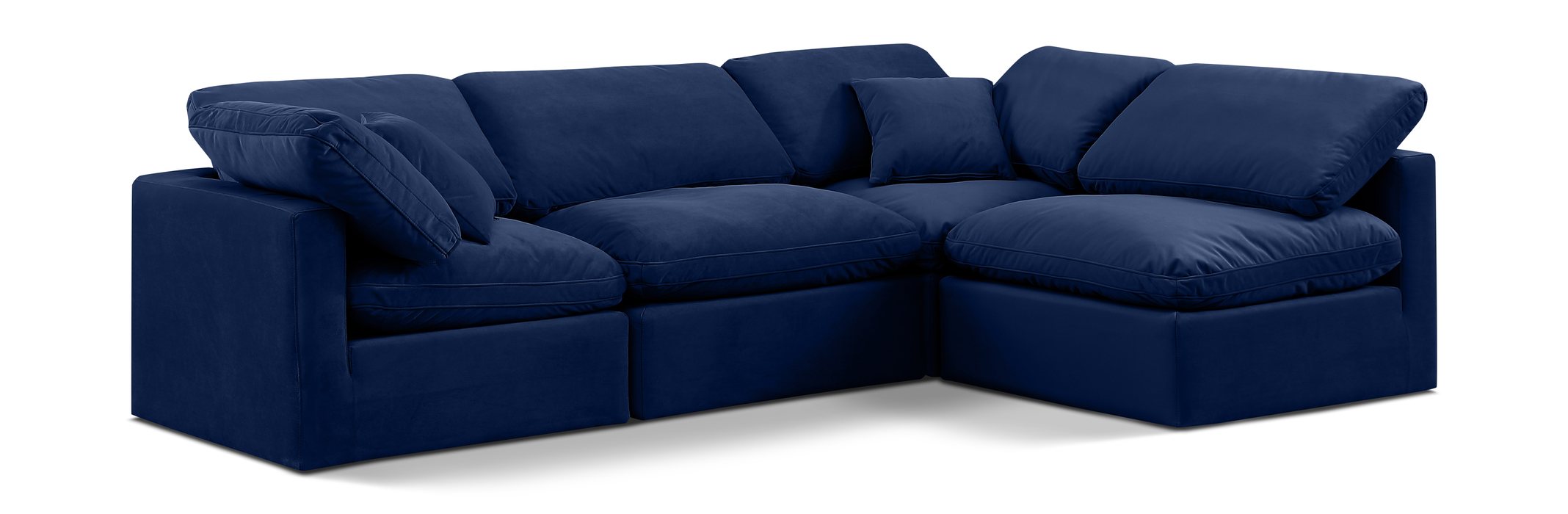 Meridian Furniture - Indulge 105" Navy Velvet Upholstered 4pc. Sectional - 147Navy-Sec4B - GreatFurnitureDeal