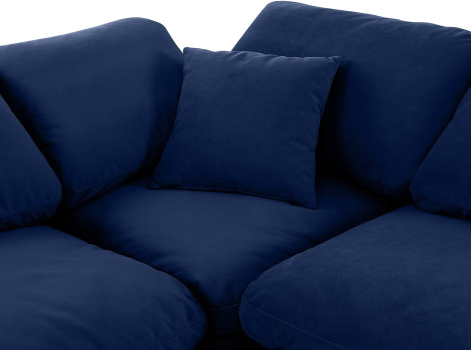 Meridian Furniture - Indulge 105" Navy Velvet Upholstered 4pc. Sectional - 147Navy-Sec4B - GreatFurnitureDeal