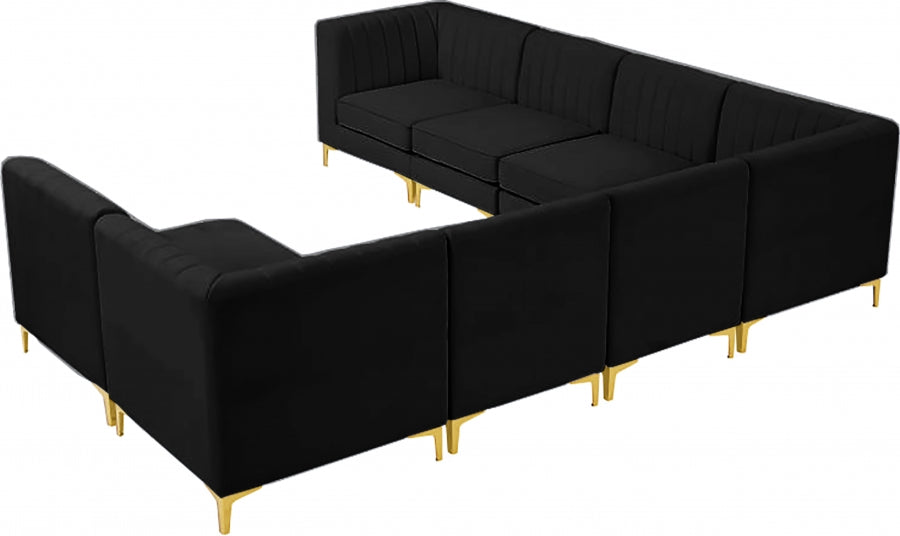 Meridian Furniture - Alina 142" Velvet Upholstered 8 Piece Modular Sectional - 604Black-Sec8A