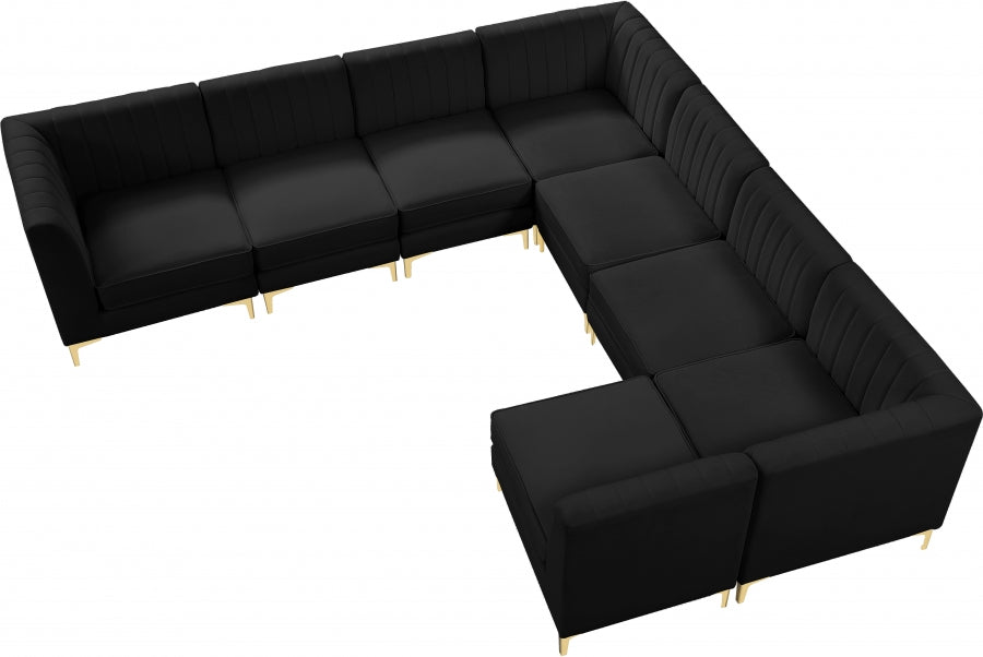 Meridian Furniture - Alina 142" Velvet Upholstered 8 Piece Modular Sectional - 604Black-Sec8A