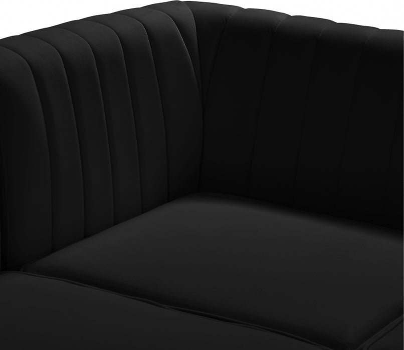 Meridian Furniture - Alina 116.5" Velvet Upholstered 8 Piece Modular Sectional - 604Black-Sec8B - GreatFurnitureDeal