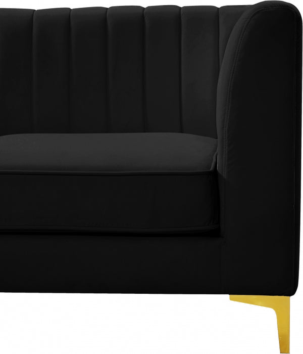 Meridian Furniture - Alina 116.5" Velvet Upholstered 8 Piece Modular Sectional - 604Black-Sec8B - GreatFurnitureDeal