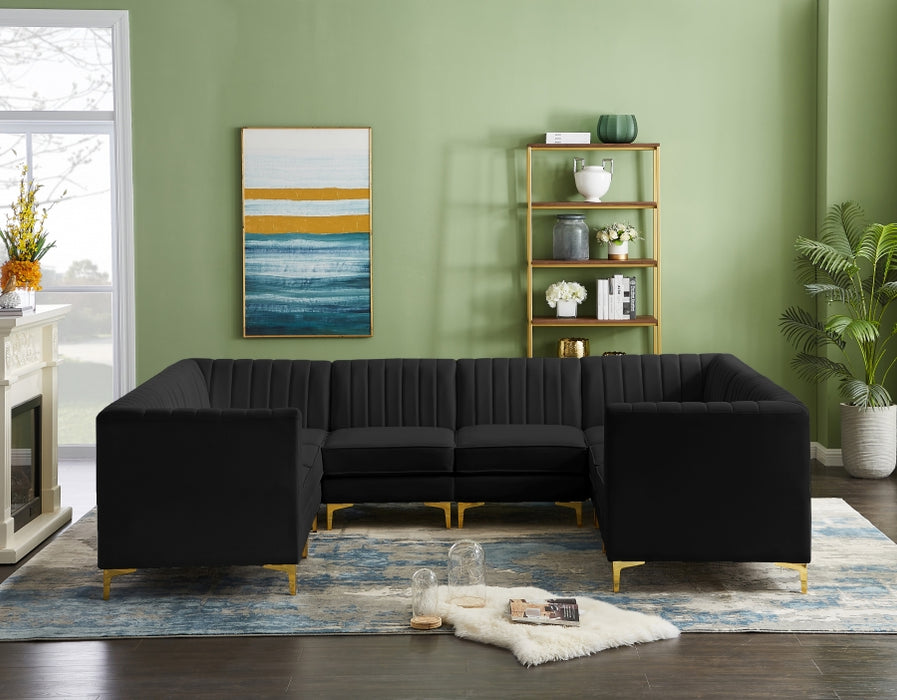 Meridian Furniture - Alina 116.5" Velvet Upholstered 8 Piece Modular Sectional - 604Black-Sec8B - GreatFurnitureDeal