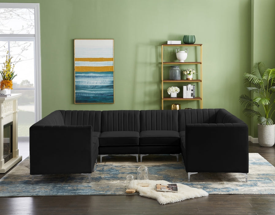 Meridian Furniture - Alina 116.5" Velvet Upholstered 8 Piece Modular Sectional - 604Black-Sec8B - GreatFurnitureDeal