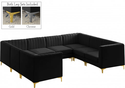 Meridian Furniture - Alina 116.5" Velvet Upholstered 8 Piece Modular Sectional - 604Black-Sec8B - GreatFurnitureDeal