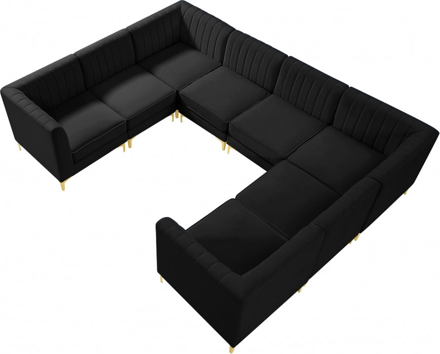 Meridian Furniture - Alina 116.5" Velvet Upholstered 8 Piece Modular Sectional - 604Black-Sec8B - GreatFurnitureDeal