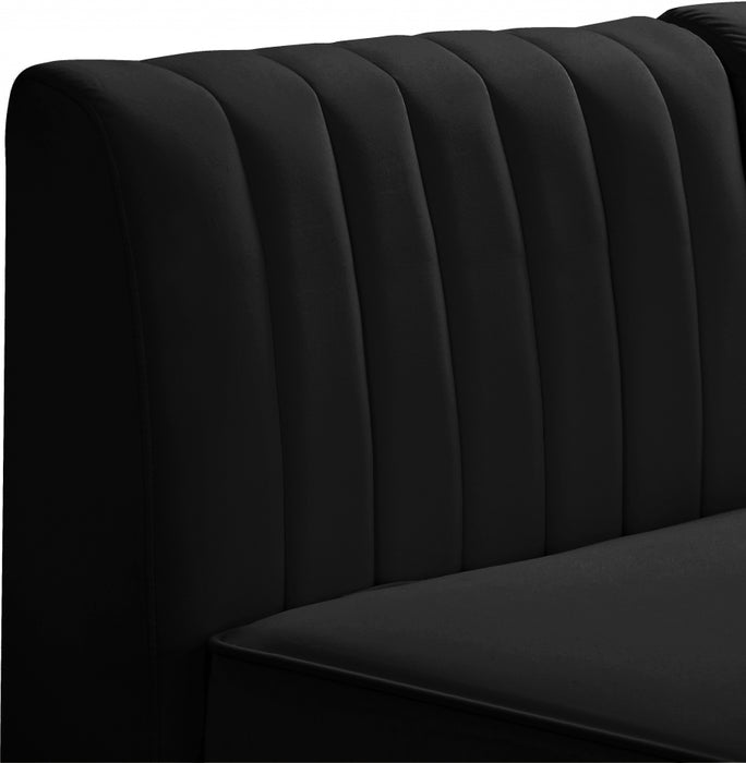 Meridian Furniture - Alina 142" Velvet Upholstered 8 Piece Modular Sectional - 604Black-Sec8C - GreatFurnitureDeal