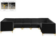 Meridian Furniture - Alina 142" Velvet Upholstered 8 Piece Modular Sectional - 604Black-Sec8C - GreatFurnitureDeal