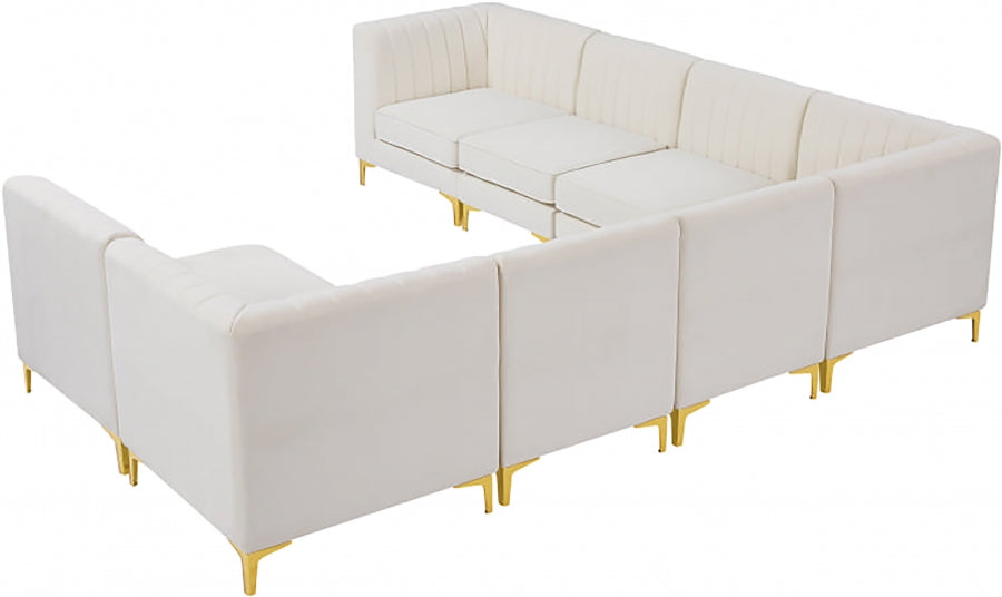 Meridian Furniture - Alina 142" Velvet Upholstered 8 Piece Modular Sectional - 604Cream-Sec8A