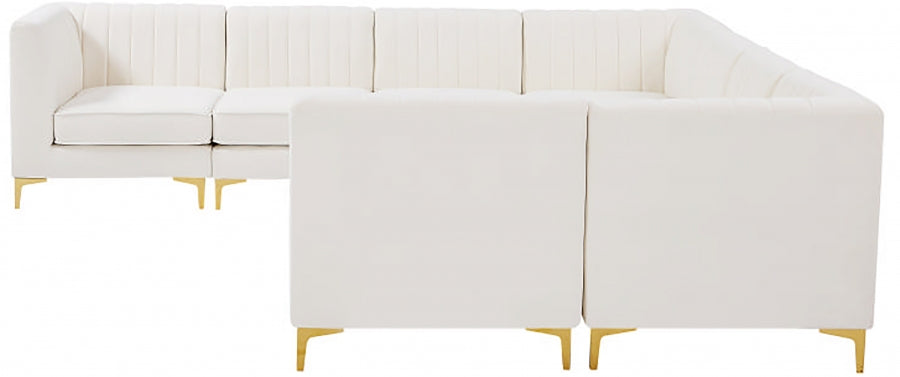 Meridian Furniture - Alina 142" Velvet Upholstered 8 Piece Modular Sectional - 604Cream-Sec8A