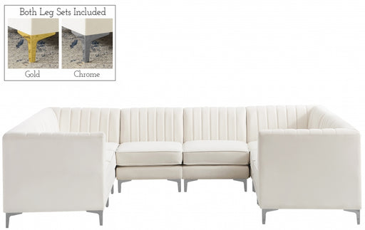 Meridian Furniture - Alina 116.5" Velvet Upholstered 8 Piece Modular Sectional - 604Cream-Sec8B - GreatFurnitureDeal
