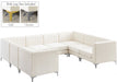 Meridian Furniture - Alina 116.5" Velvet Upholstered 8 Piece Modular Sectional - 604Cream-Sec8B - GreatFurnitureDeal