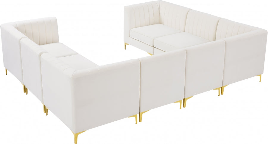 Meridian Furniture - Alina 116.5" Velvet Upholstered 8 Piece Modular Sectional - 604Cream-Sec8B - GreatFurnitureDeal