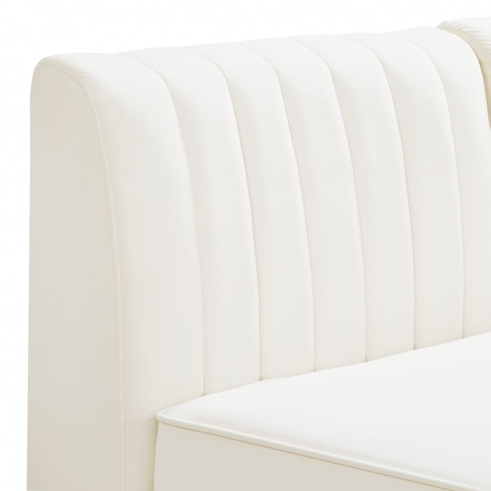 Meridian Furniture - Alina 142" Velvet Upholstered 8 Piece Modular Sectional - 604Cream-Sec8C - GreatFurnitureDeal