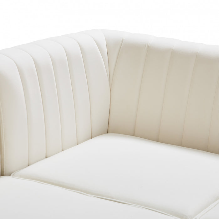 Meridian Furniture - Alina 142" Velvet Upholstered 8 Piece Modular Sectional - 604Cream-Sec8C - GreatFurnitureDeal