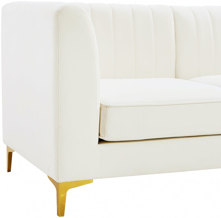 Meridian Furniture - Alina 142" Velvet Upholstered 8 Piece Modular Sectional - 604Cream-Sec8C - GreatFurnitureDeal