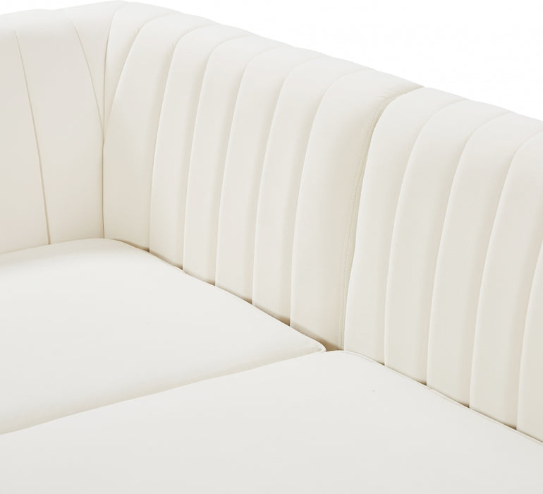 Meridian Furniture - Alina 142" Velvet Upholstered 8 Piece Modular Sectional - 604Cream-Sec8C - GreatFurnitureDeal