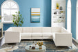Meridian Furniture - Alina 142" Velvet Upholstered 8 Piece Modular Sectional - 604Cream-Sec8C - GreatFurnitureDeal