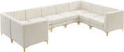 Meridian Furniture - Alina 142" Velvet Upholstered 8 Piece Modular Sectional - 604Cream-Sec8C - GreatFurnitureDeal
