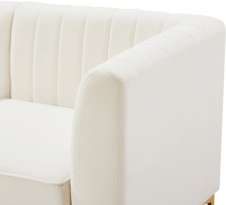Meridian Furniture - Alina 142" Velvet Upholstered 8 Piece Modular Sectional - 604Cream-Sec8C - GreatFurnitureDeal