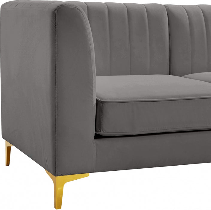 Meridian Furniture - Alina 116.5" Velvet Upholstered 8 Piece Modular Sectional - 604Grey-Sec8B - GreatFurnitureDeal