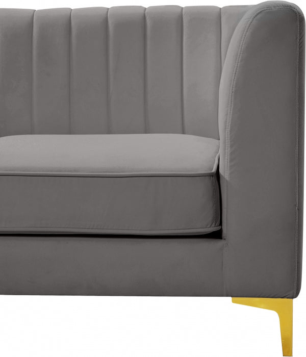 Meridian Furniture - Alina 116.5" Velvet Upholstered 8 Piece Modular Sectional - 604Grey-Sec8B - GreatFurnitureDeal