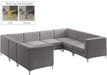 Meridian Furniture - Alina 116.5" Velvet Upholstered 8 Piece Modular Sectional - 604Grey-Sec8B - GreatFurnitureDeal