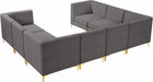 Meridian Furniture - Alina 116.5" Velvet Upholstered 8 Piece Modular Sectional - 604Grey-Sec8B - GreatFurnitureDeal
