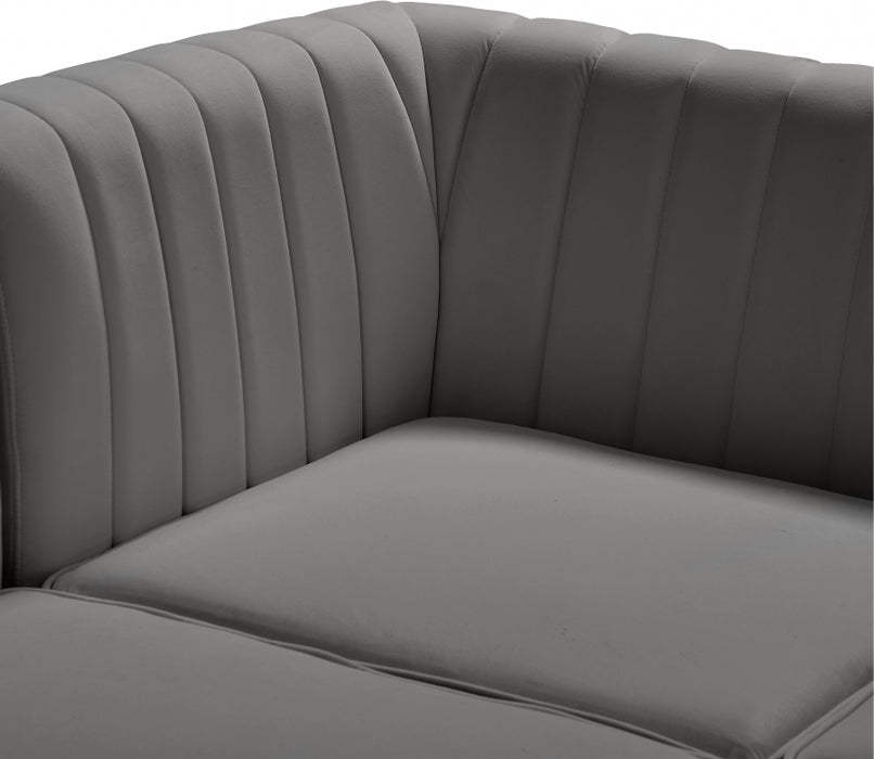 Meridian Furniture - Alina 142" Velvet Upholstered 8 Piece Modular Sectional - 604Grey-Sec8C - GreatFurnitureDeal