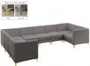 Meridian Furniture - Alina 142" Velvet Upholstered 8 Piece Modular Sectional - 604Grey-Sec8C - GreatFurnitureDeal