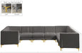 Meridian Furniture - Alina 142" Velvet Upholstered 8 Piece Modular Sectional - 604Grey-Sec8C - GreatFurnitureDeal